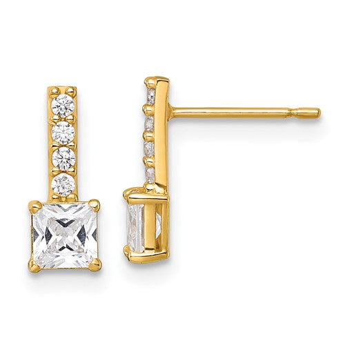 14k-polished-square-cz-post-earrings-SolomonJeweler-Wichita-KS-CustomJewelry