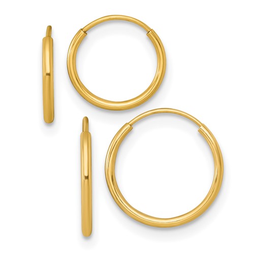 14k-polished-set-of-two-pairs-1mm-endless-hoop-earrings-SolomonJeweler-Wichita-KS-CustomJewelry