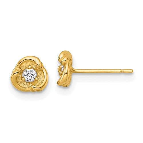 14k-polished-and-satin-fancy-cz-post-earrings-SolomonJeweler-Wichita-KS-CustomJewelry