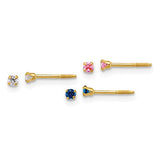 14k-polished-2mm-white-pink-and-blue-cz-screwback-set-of-3-earrings-SolomonJeweler-Wichita-KS-CustomJewelry