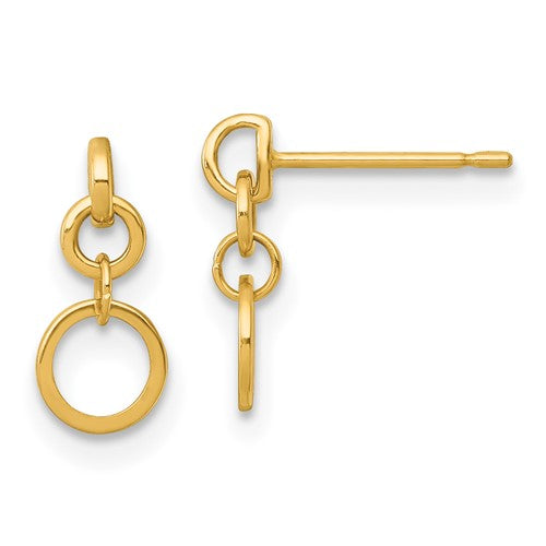 14k-polished-circles-post-dangle-earrings-SolomonJeweler-Wichita-KS-CustomJewelry