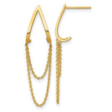 14k-polished-v-design-with-dangle-chain-post-earrings-SolomonJeweler-Wichita-KS-CustomJewelry