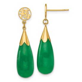 14k-polished-good-luck-symbol-jade-teardrop-post-dangle-earrings-SolomonJeweler-Wichita-KS-CustomJewelry