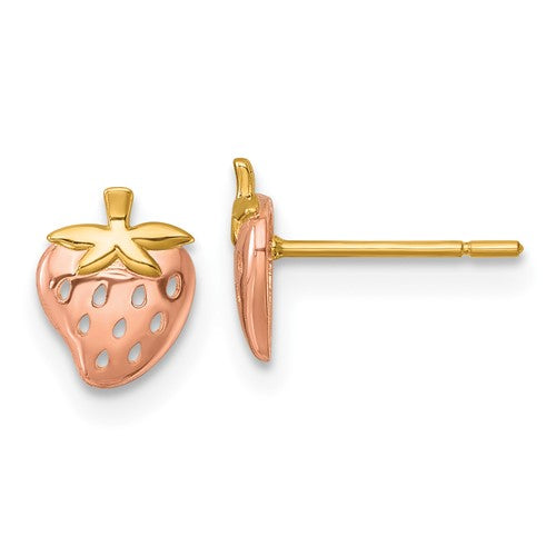 14k-with-rose-rhodium-polished-strawberry-post-earrings-SolomonJeweler-Wichita-KS-CustomJewelry