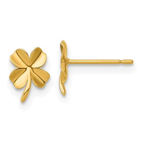 14k-polished-four-leaf-clover-post-earrings-SolomonJeweler-Wichita-KS-CustomJewelry