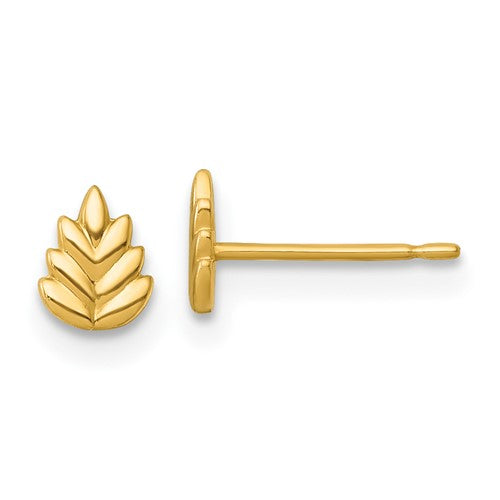 14k-polished-leaf-post-earrings-SolomonJeweler-Wichita-KS-CustomJewelry