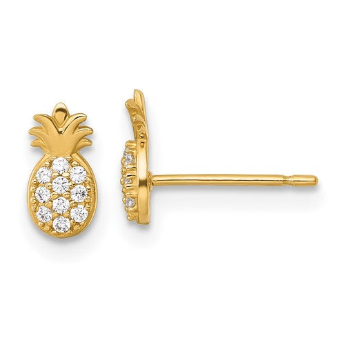 14k-polished-cz-pineapple-post-earrings-SolomonJeweler-Wichita-KS-CustomJewelry