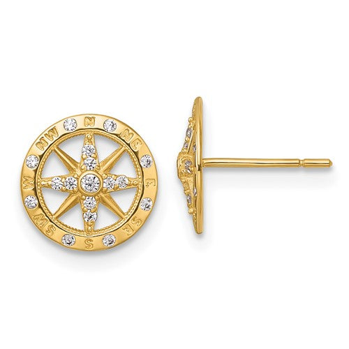 14k-polished-cz-compass-post-earrings-SolomonJeweler-Wichita-KS-CustomJewelry