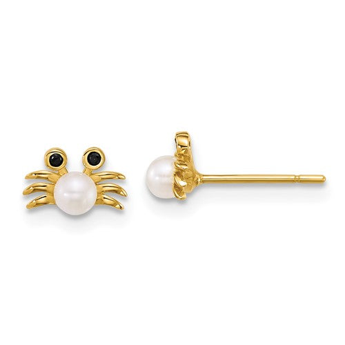14k-polished-black-cz-with-fwc-pearl-crab-post-earrings-SolomonJeweler-Wichita-KS-CustomJewelry