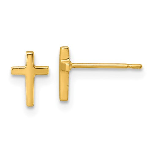 14k-polished-latin-cross-post-earrings-SolomonJeweler-Wichita-KS-CustomJewelry
