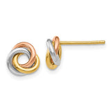 14k-tri-color-twisted-knot-post-earrings-SolomonJeweler-Wichita-KS-CustomJewelry