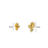 10 Karat yellow gold Africa-shaped nugget earrings featuring textured, organic design with post back closure.