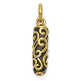 Gold cylinder pendant with ash holder, 10 karat yellow gold, sleek urn necklace design from Solomon Jewelers.
