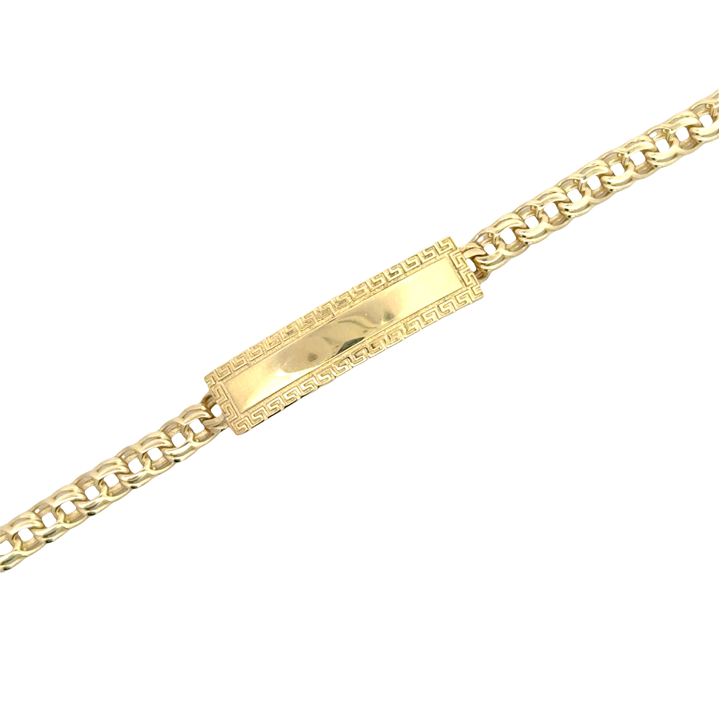 Gold Chino Link ID bracelet in 10K gold featuring a sleek design, perfect for everyday wear or special occasions.