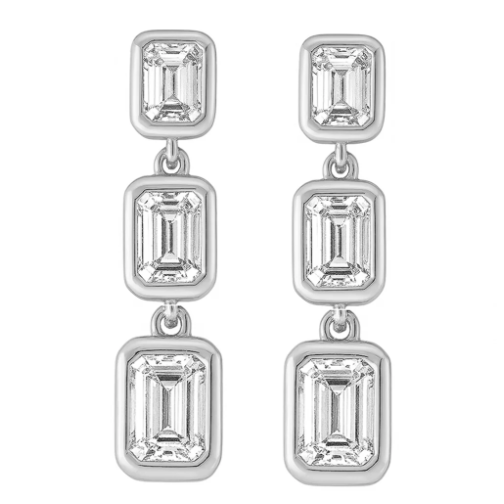 Triple Drop Gold Diamond Earrings for Women
