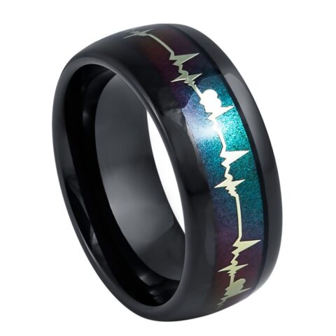 Black ring with a colorful interior design on a white background