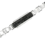 Black diamond men's bracelet in sterling silver with modern link design, featuring 2.5 carats total weight.