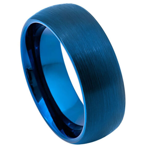 Tungsten Ring Domed Blue IP Plated Brushed Finish availabel at Solomon Jeweler Kansas.