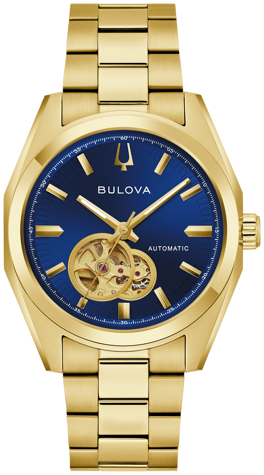 Part of the Surveyor collection of Bulova men’s watches, this classically styled automatic watch offers exceptional design with a glimpse of mechanical wonder. 
