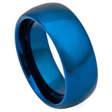 Tungsten Ring Domed Blue IP Plated Shiny Finish Band availabel at Solomon Jeweler Kansas.