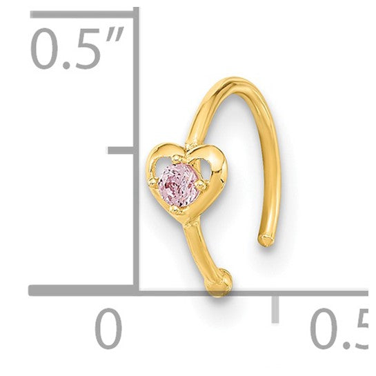Gold heart nose ring, crafted for comfort, durability, and timeless style. A minimalist open hoop designed for effortless wear.
