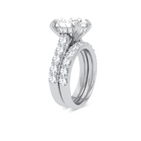 side view of 5 carat hidden halo bridal ring in 14karat white gold at solomon jeweler