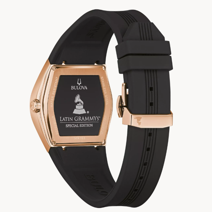 Bulova has created the Latin GRAMMY® Gemini, a new curved tonneau design. 