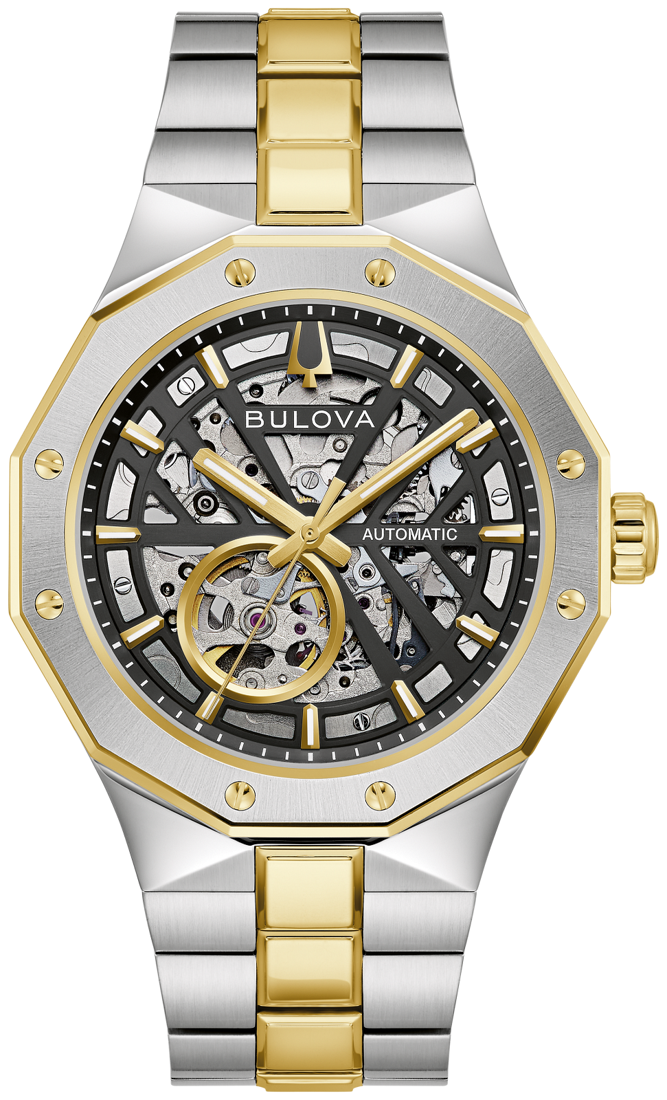 This Bulova men’s watch from the Prestige collection balances bold design with a refined presence.