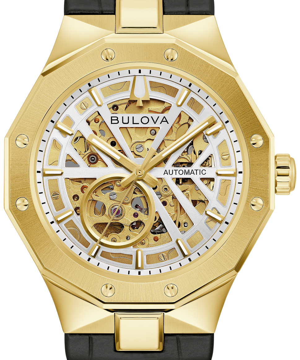 This Bulova men’s watch from the Prestige collection balances bold design with a refined presence.