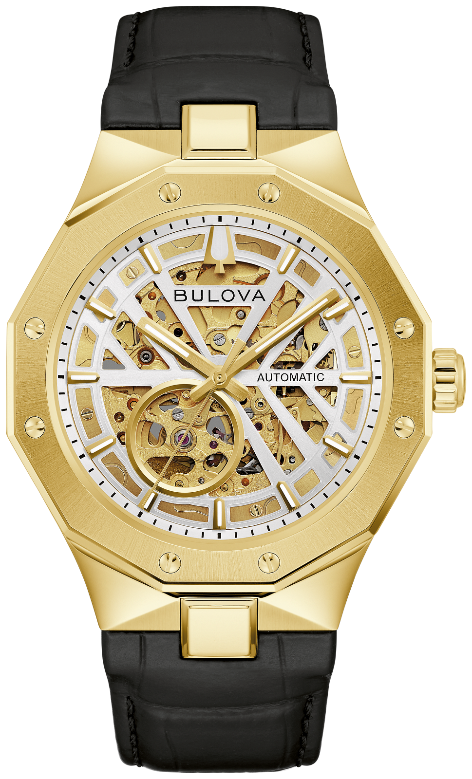 This Bulova men’s watch from the Prestige collection balances bold design with a refined presence.