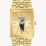 Bulova Saint Jude men's watch with custom dial and diamond accents, featuring a sleek design and elegant craftsmanship.
