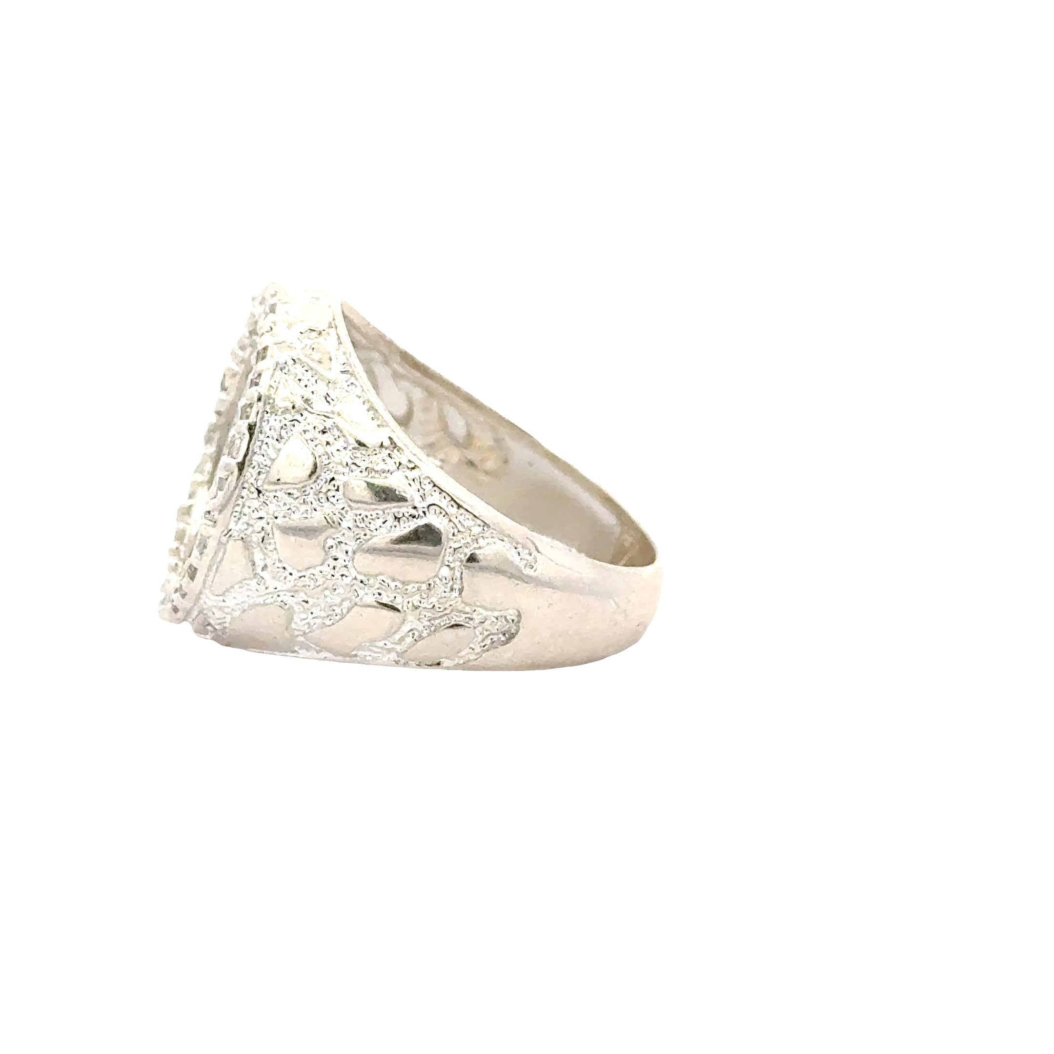 Sterling silver 50 peso centenario coin ring with winged victory design from Solomon Jeweler