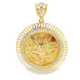 10Karat Yellow Gold 50 Pesos Centenario Coin Pendant with CZ Border - Solomon Jewelers