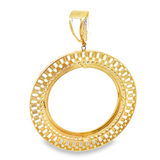 10K Yellow Gold Coin Bezel with CZ Accents (Fits 50 Pesos Coin) - Solomon Jewelers