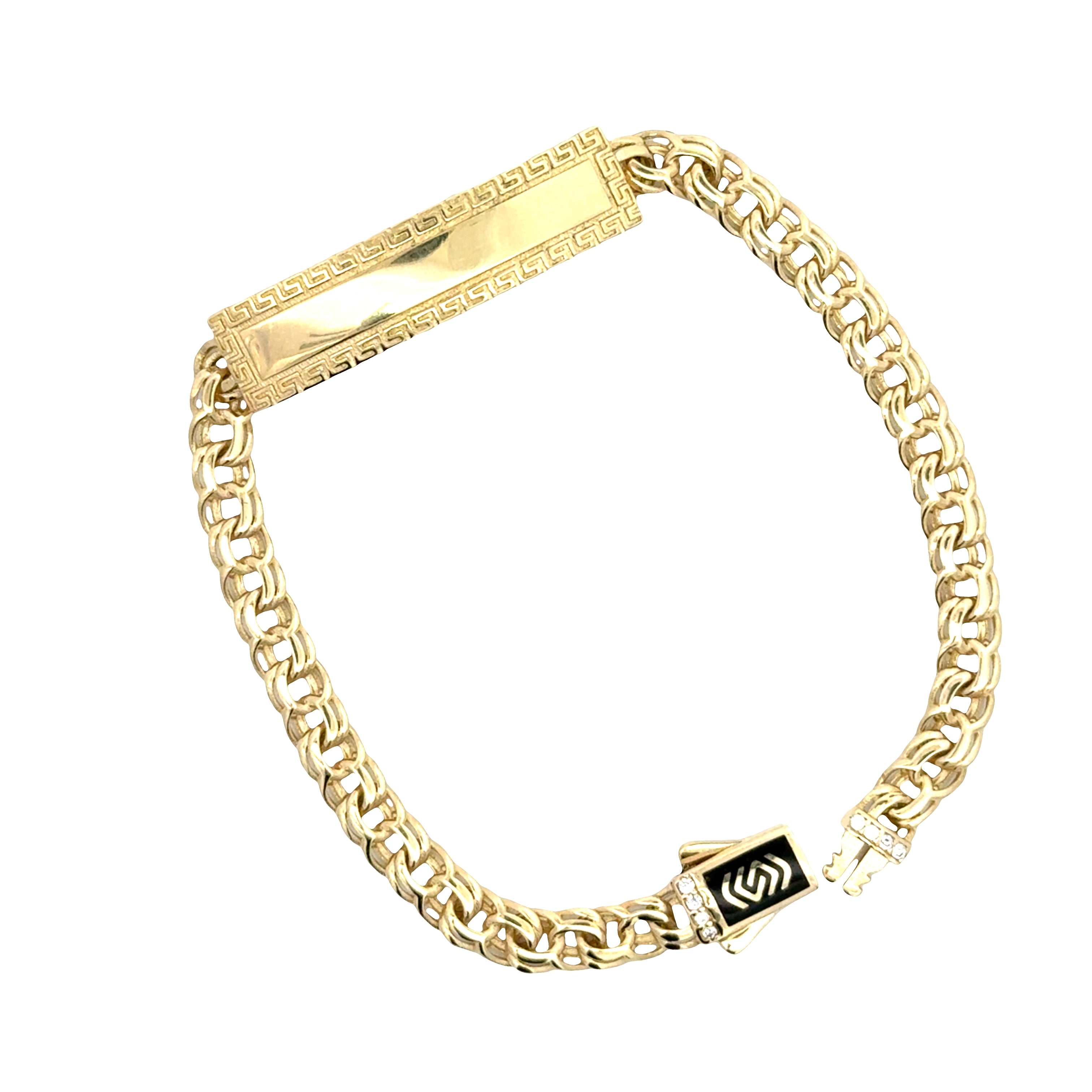 Gold Chino Link ID bracelet in 10K gold with a sleek design, perfect for everyday wear, by Solomon Jewelers.