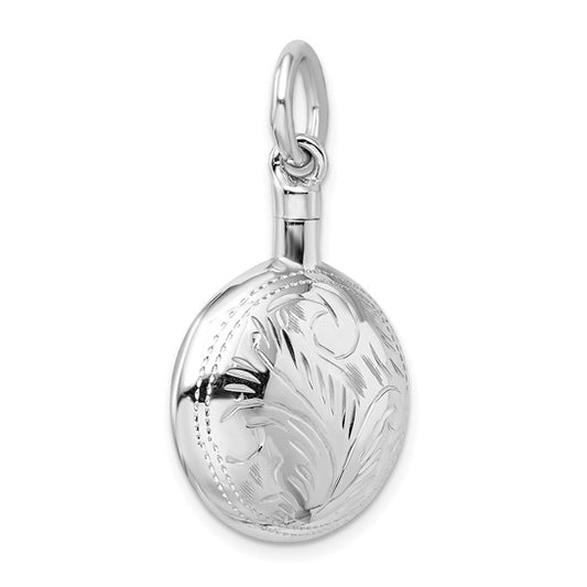 Sterling silver round ash holder urn pendant designed to hold a small portion of ashes. A timeless memorial necklace for remembrance and comfort.