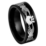 Black ring with white skull design on a white background