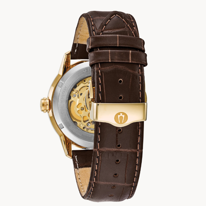 Sophisticated design with full exhibition dial and case-back. 
