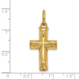 14K yellow gold cross pendant with ash holder, Solomon Jewelers' urn cross necklace, detailed gold craftsmanship visible.