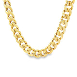 10K semi-solid Cuban link chain necklace in yellow gold by Solomon Jeweler