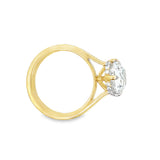 Cushion cut diamond engagement ring with cigar band side view