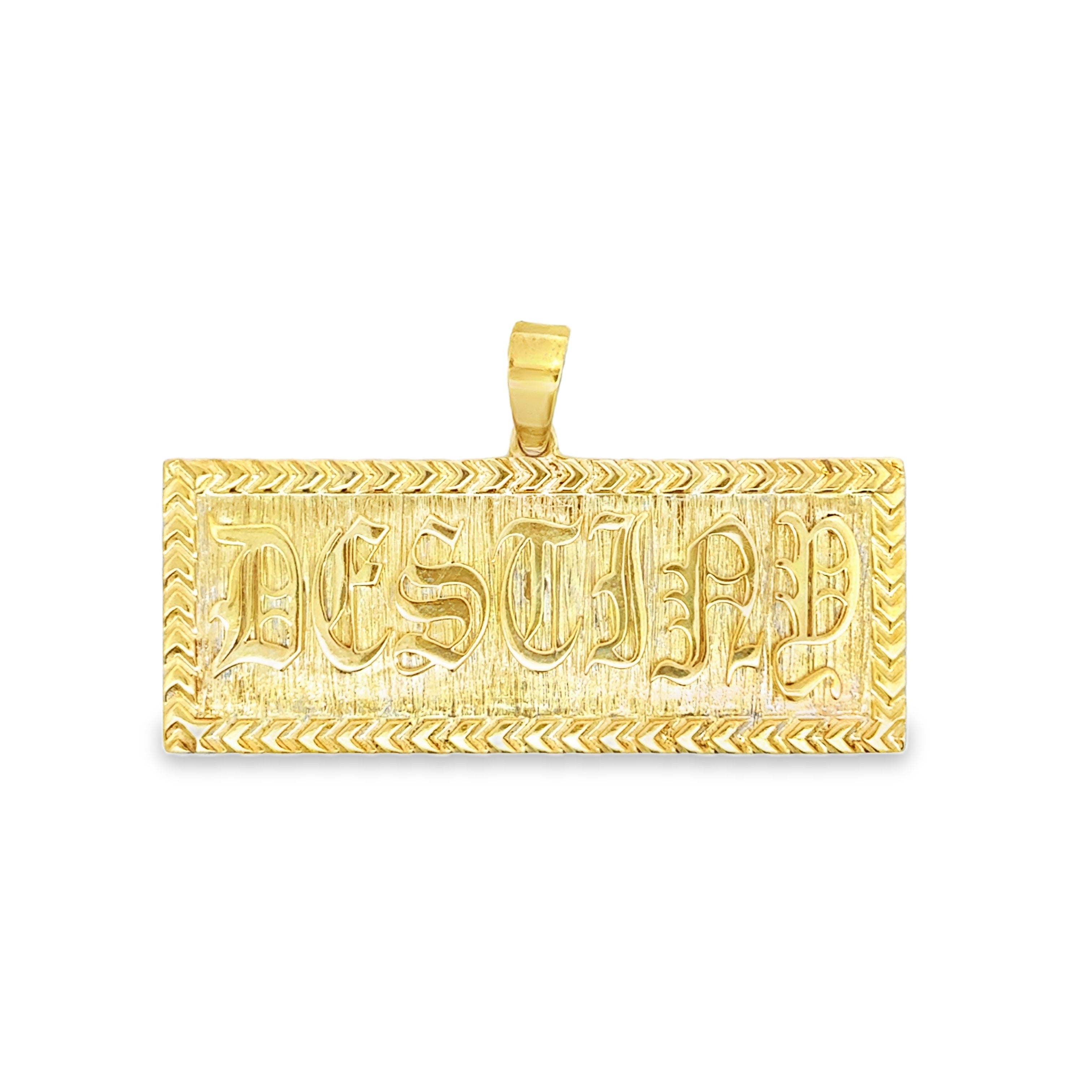 solid custom gold nameplate in 10karat and 1karat gold
