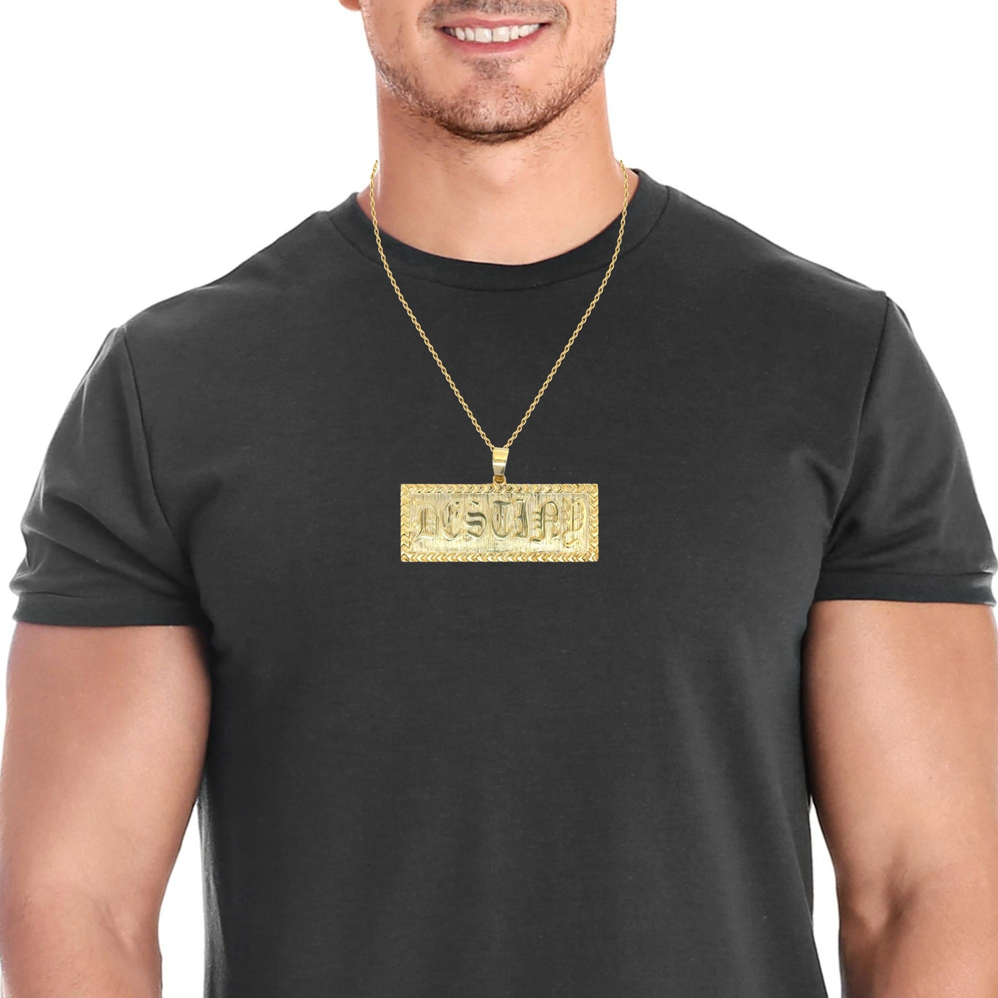 Solid Gold Nameplate Pendant – Custom Made to Order