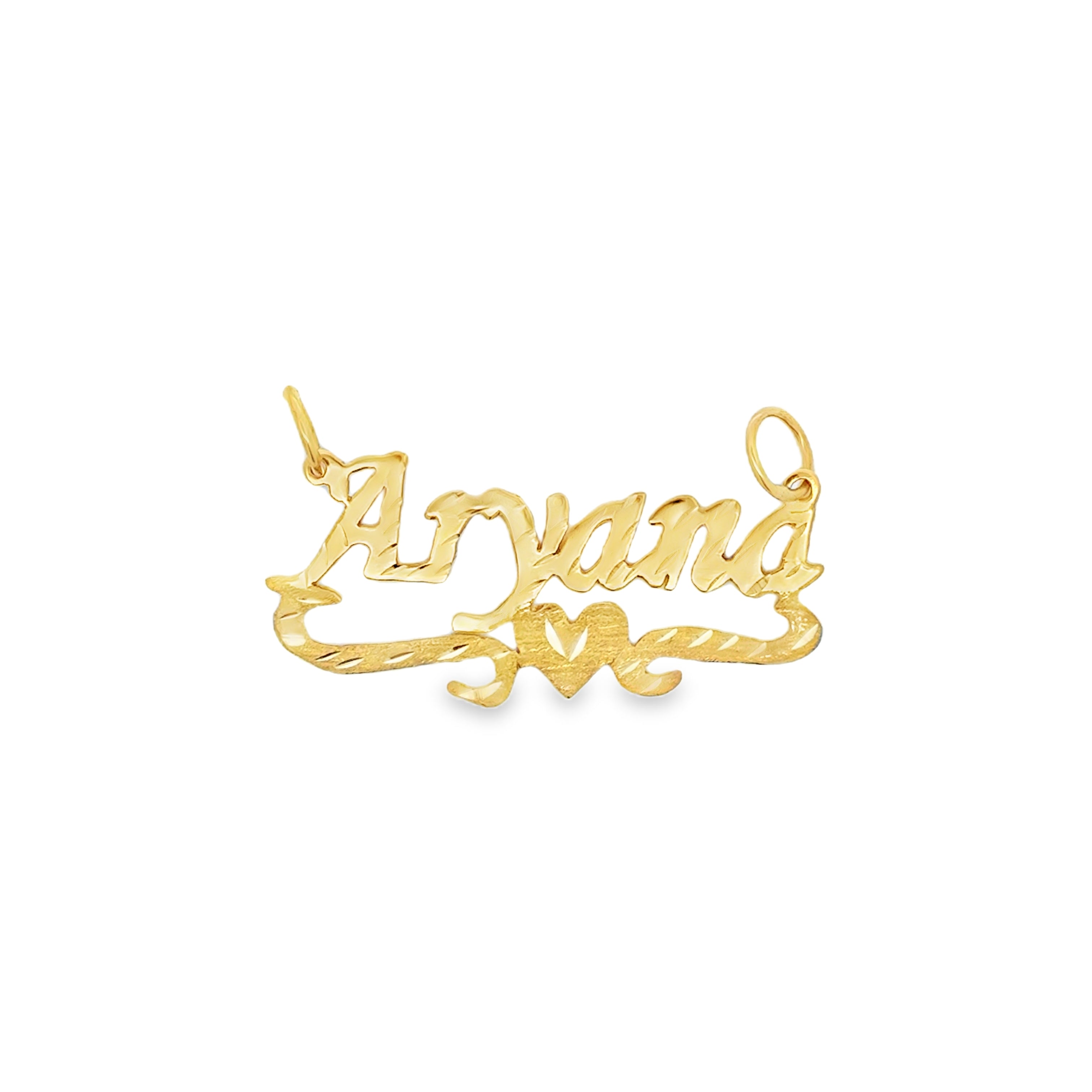 Personalized Gold Name Pendant with heart Accents