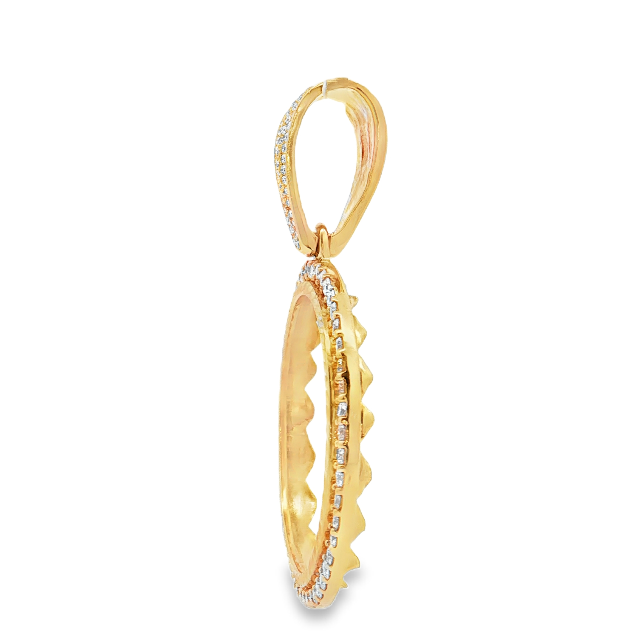 3.95 Cts Diamond Coin Bezel in 14 Karat Yellow Gold (Fits 50 Pesos Coin) - Solomon Jewelers