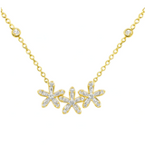 Three Flower Diamond Pendant Necklace Solomon Jeweler