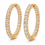 Inside-out lab diamond hoop earrings in 10K gold with sparkling diamond accents, showcasing a classic and elegant design.