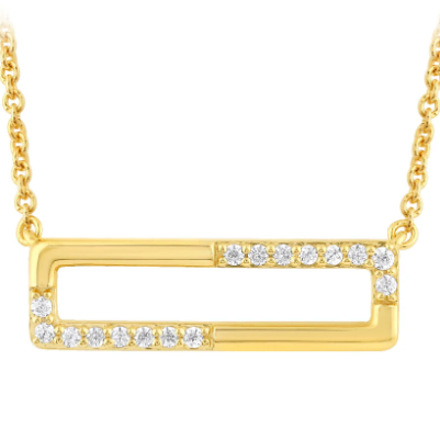 Open Bar Diamond Pendant Necklace in Yellow Gold