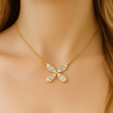 Women’s 14KT Gold Butterfly Diamond Necklace Close-Up