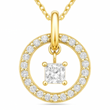 Floating Center Diamond Circle Necklace in 14karat yellow gold